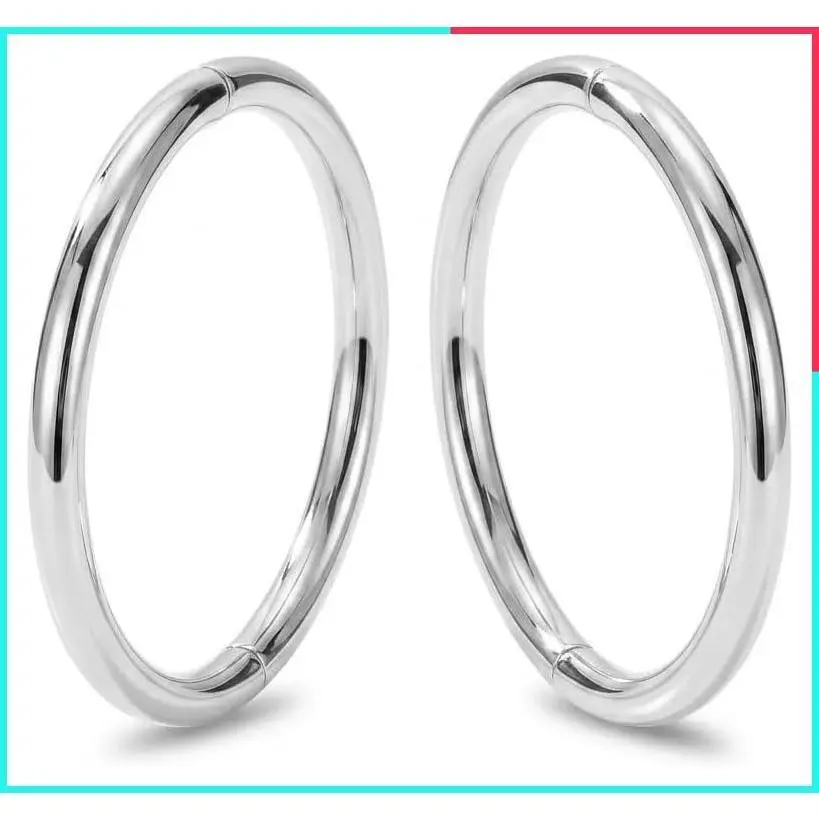2Pcs 925 Solid Sterling Silver Hinged Sleeper Hoop Earrings Handmade in Australia - 18G Hypoallergenic Nickel Free Ring for Nose Lip Septum Tragus Helix, 8mm-14mm