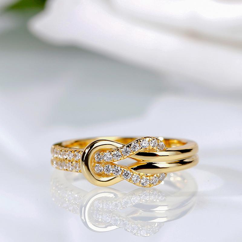 Jeulia Knot Design Sterling Silver Ring 925 Anniversary Birthday Daily Engagement Wedding Elegant Casual Rings for Her Women Girls with Jewelry Box wedding set