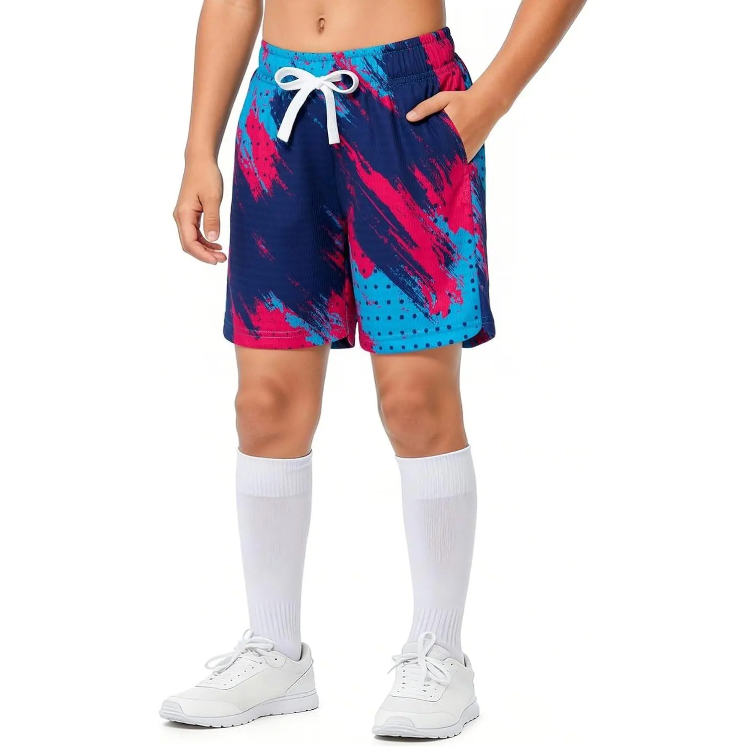 Boys Mesh Athletic Shorts Sports with Waist Drawstring | Boys Running Short Lightweight Stretchy Basketball Short with Pockets for 7-14 Years Kids Sport Training