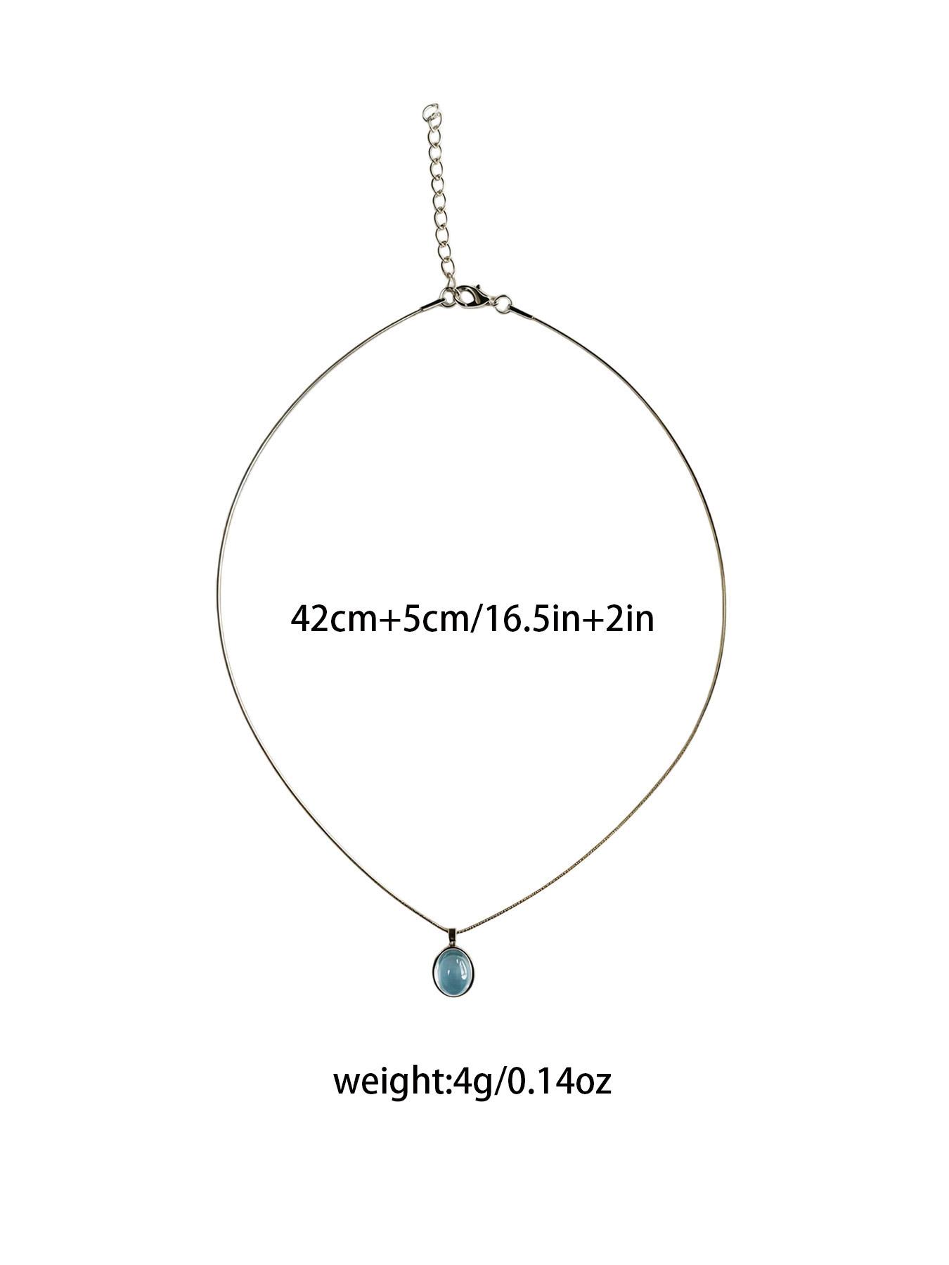 Elegant Sea Blue Necklace for Women, Geometric Oval Design, Luxury Fashion Accessory, Perfect for Daily Wear and Dates