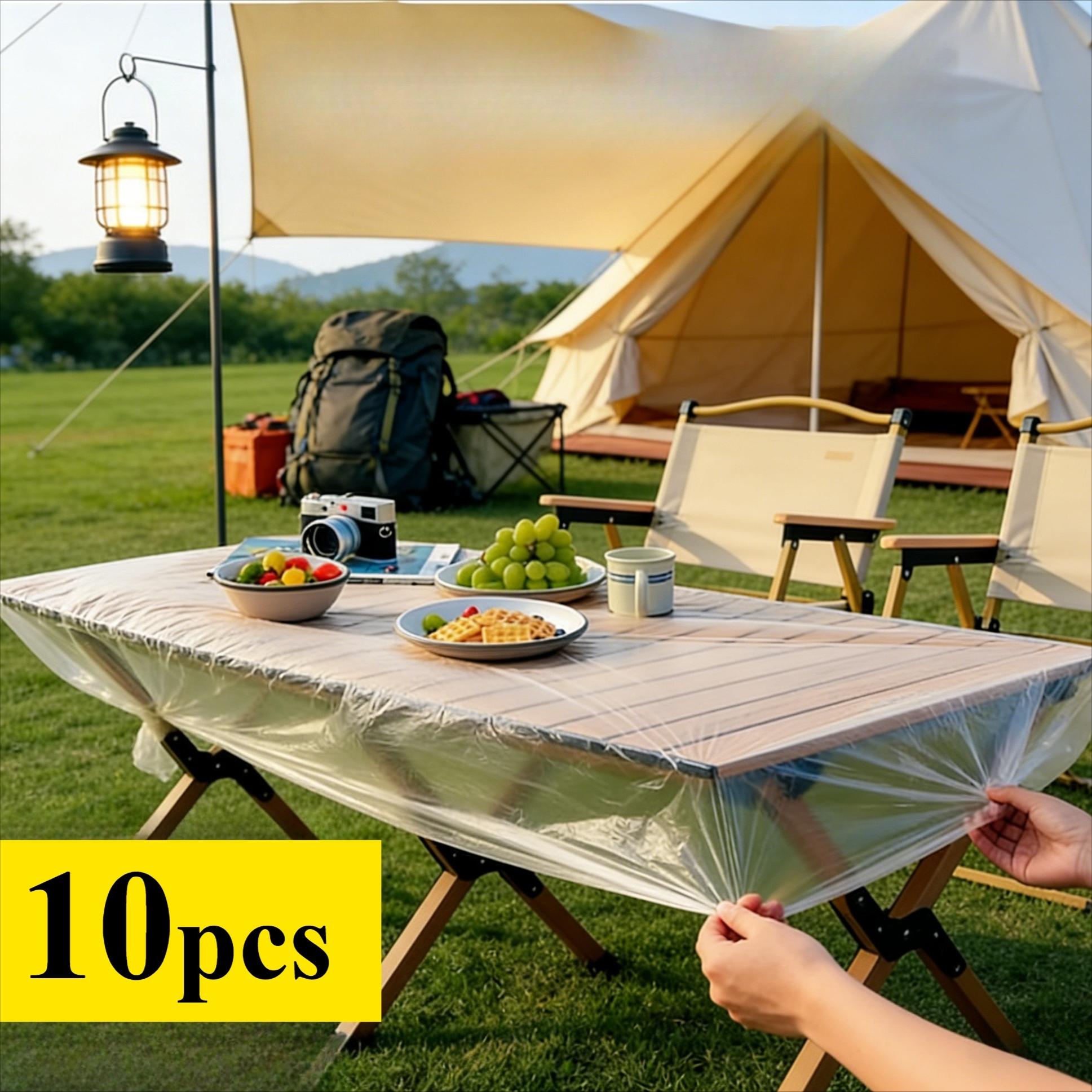 10pcs Disposable Table Covers Camping Table Cover gathered opening