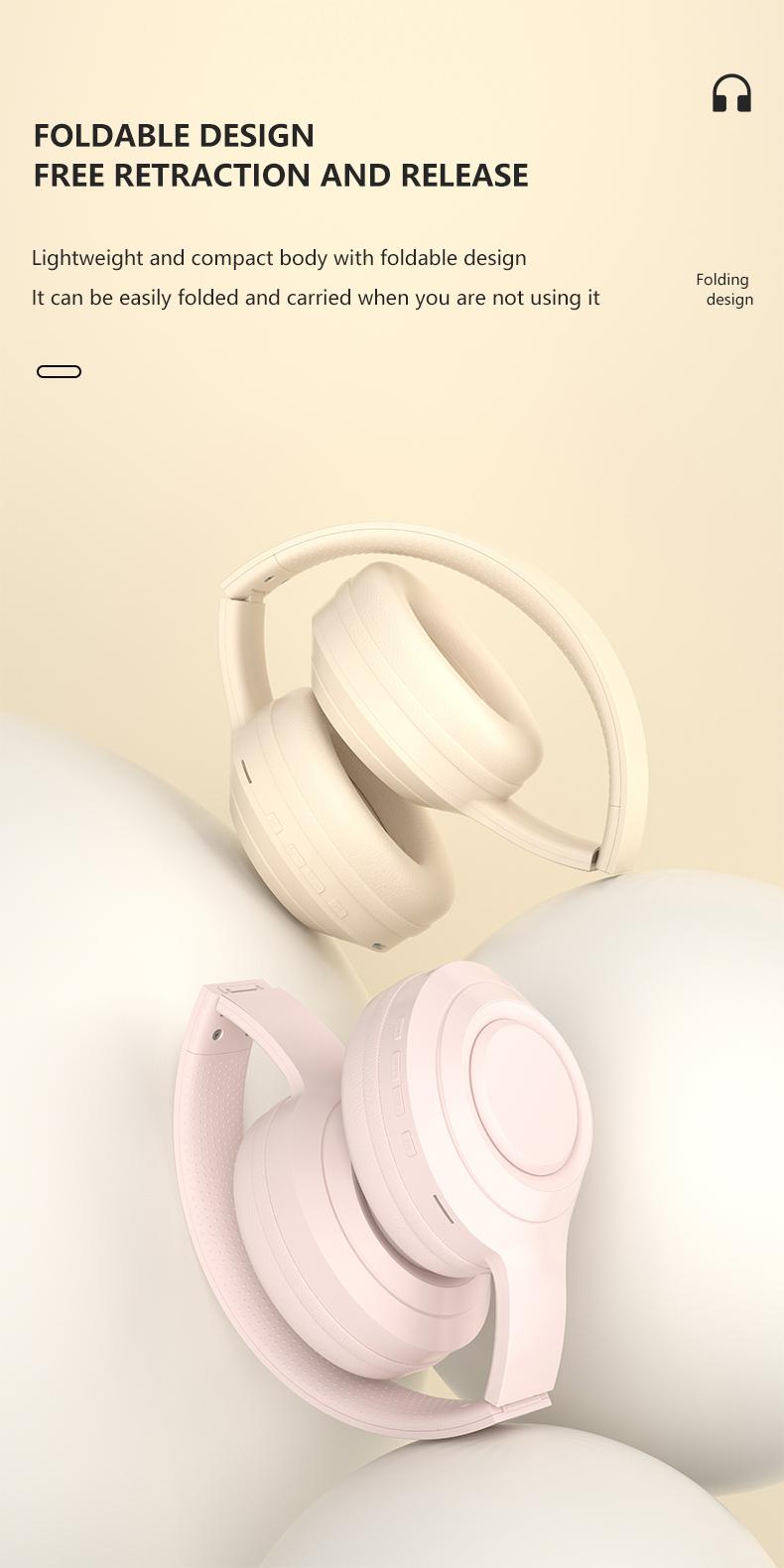 Wireless Gaming Headphones, Foldable Gaming Bluetooth-Compatible Headset with Built-in Microphone, Portable Foldable Headset for Home, Outdoor & Gym Use, Wireless Headset Audio Gift, Headphones for Sports