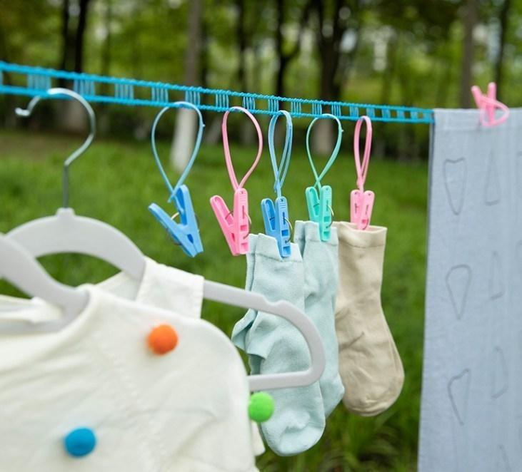 Clothesline,3 Pack Clotheslines for Outside, Adjustable Clothes line，Windproof Clothesline with Hooks, Indoor and Outdoor Laundry and Drying Lines,Ideal Camping & Travel Essentials (5 m/197 in)