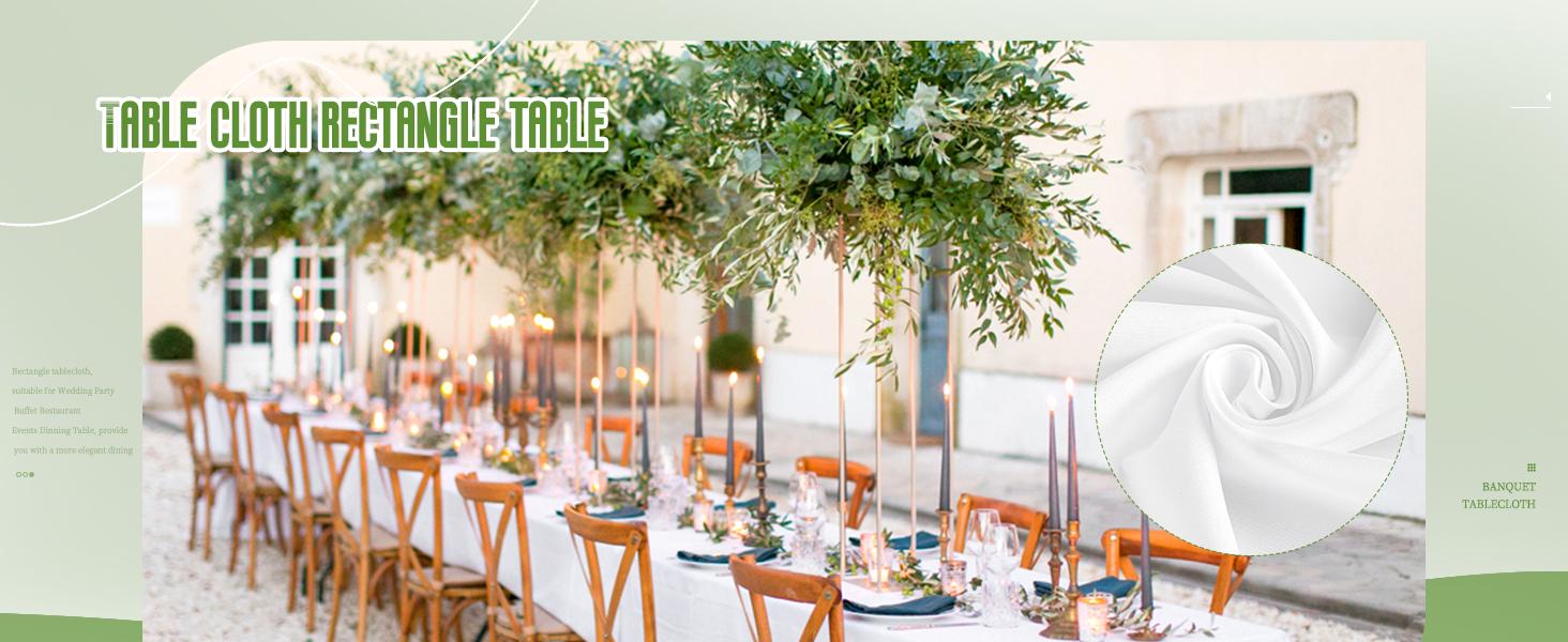 MTREO 6 10 Pack Tablecloth for Rectangle Tables Stain and Wrinkle Resistant Washable Polyester Fabric White Table Cloth for Parties Wedding Banquet Dining Table