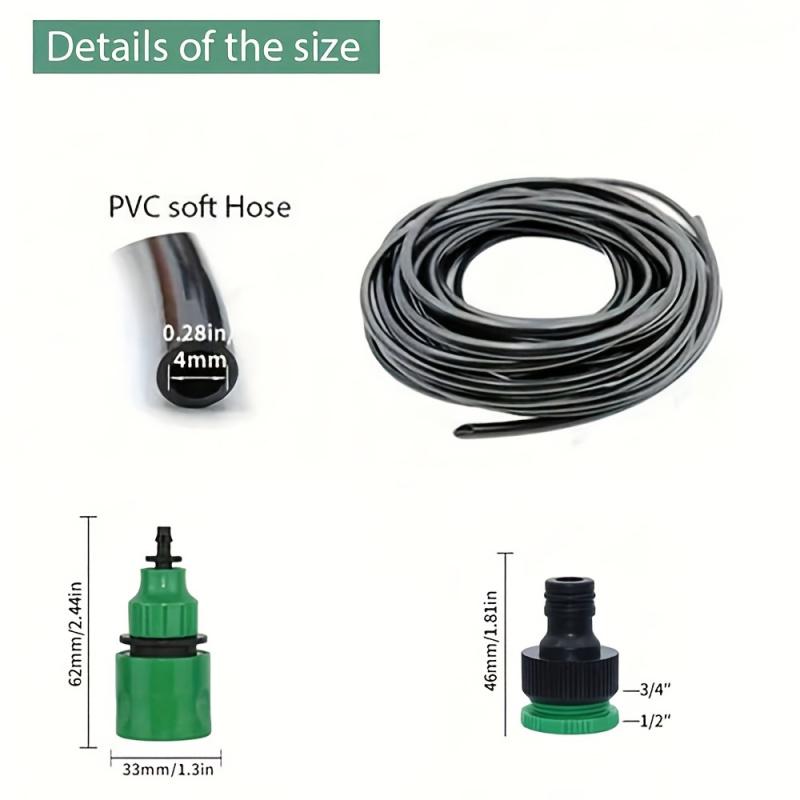 Automatic Drip Irrigation Kit Adjustable Watering System Garden-4/7mm, equipped with brass atomizing nozzle, suitable for lawns, potted plants and greenhouses, lawn automatic drip irrigation system and potted plants greenhouse.