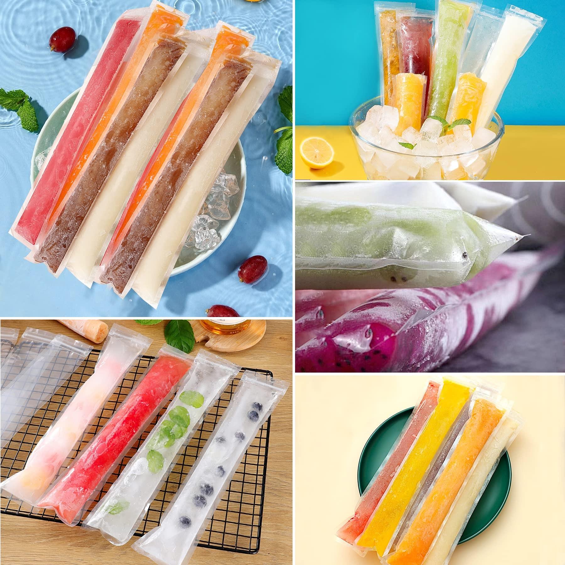 50/100 Disposable Ice Popsicle Mold Bags, Freezer Tubes with Zip Seals, Healthy Snacks Yogurt Sticks Juice Fruit Smoothies, Includes Funnel