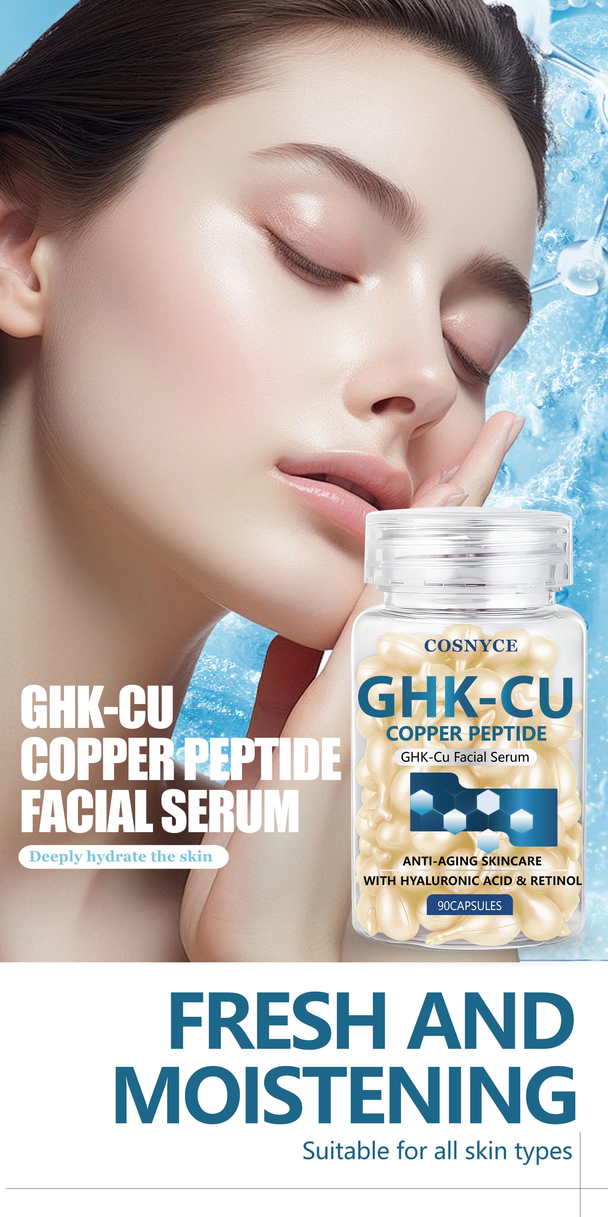 Cosnyce Blue Copper Peptide Facial Essence, Hyaluronic Acid Vitamin C, Moisturizing Skincare, Firming and Tightening