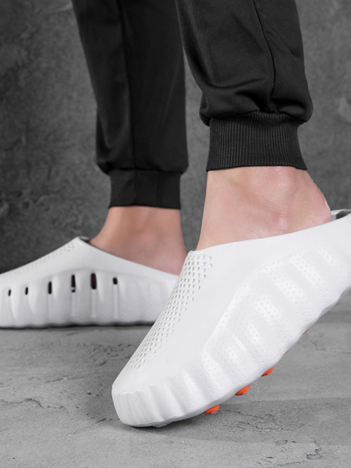 Trendy Holey Shoes with Massage Sole, Lightweight Outdoor Sandals, Thick Anti-Slip Bottom, Shock Absorption Particles, Comfortable Flip Flops