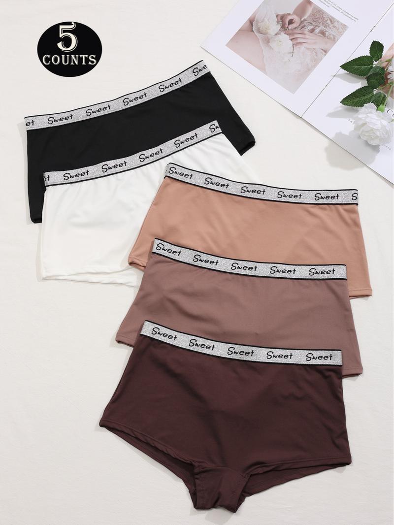 Women's Letter Tape Boxer Brief, Soft Comfy Breathable Panty for Daily Wear, Underwear for All Seasons