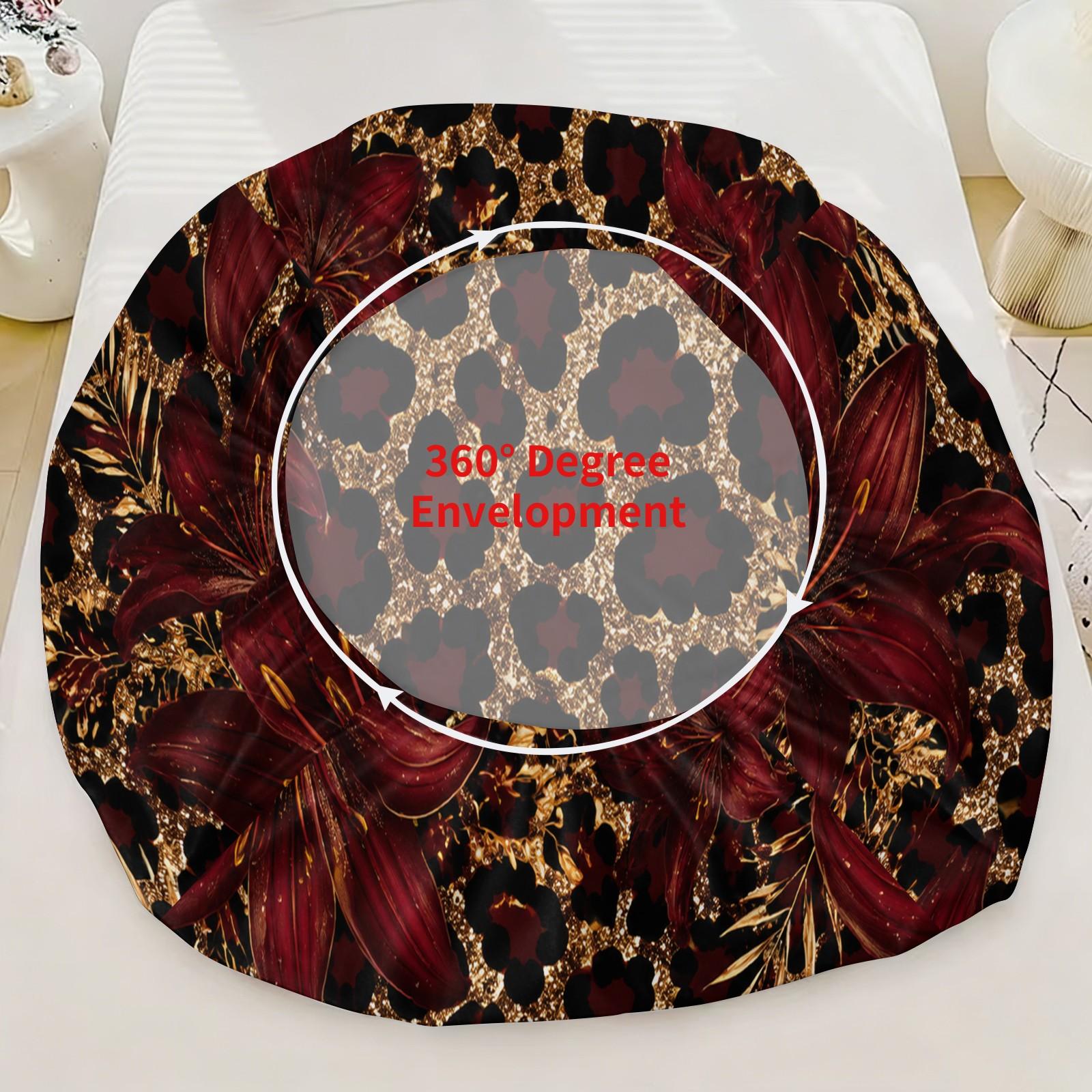 3-piece wine red gold leopard print lily flower printed bedding set, with 25cm deep pockets, including 1 bedspread and 2 pillowcases (without filling material), suitable as a holiday gift for friends, applicable for bedrooms, guest rooms, dormitories
