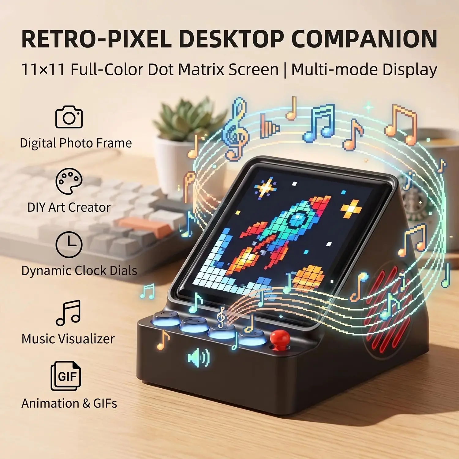 DIY Pixel Art Bluetooth-compatible Speaker, Portable Wireless Speaker with LED Display, Custom Animations, Smart Alarm, Retro Desk Decor Gift, Portable Stereo Speaker