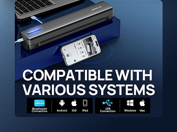 POLONO Portable Printer Wireless, D810 Bluethooth Thermal Printer Support for 8.5"x11" US Letter, Documents, Tattoo Paper