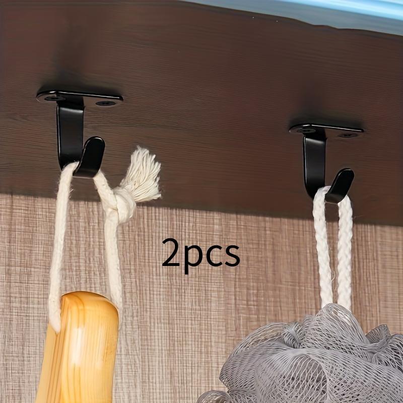 4pcs Contemporary Metal Ceiling Hooks, Under-Shelf Towel/Robe Clothes Hangers, Heavy-Duty Coat Hooks For Bathroom, Kitchen Cabinet, And Garage, Easy To Install
