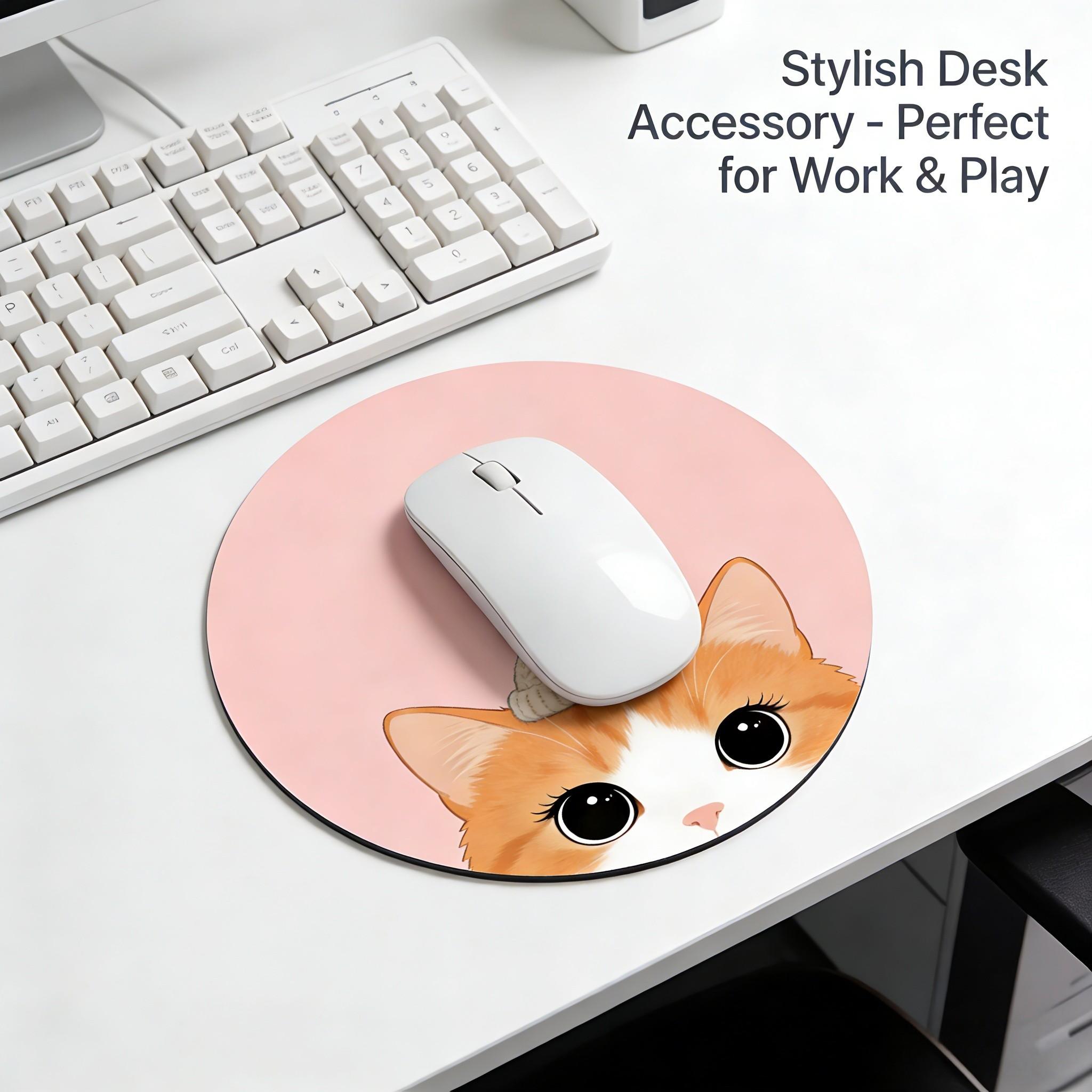 Fashionable Round Mouse Pad, Non-Slip Rubber Base, Small Desktop Mat for PC/laptop, Gaming/mouse Pad, Office Use, Gift for Women - 7.87 Inches