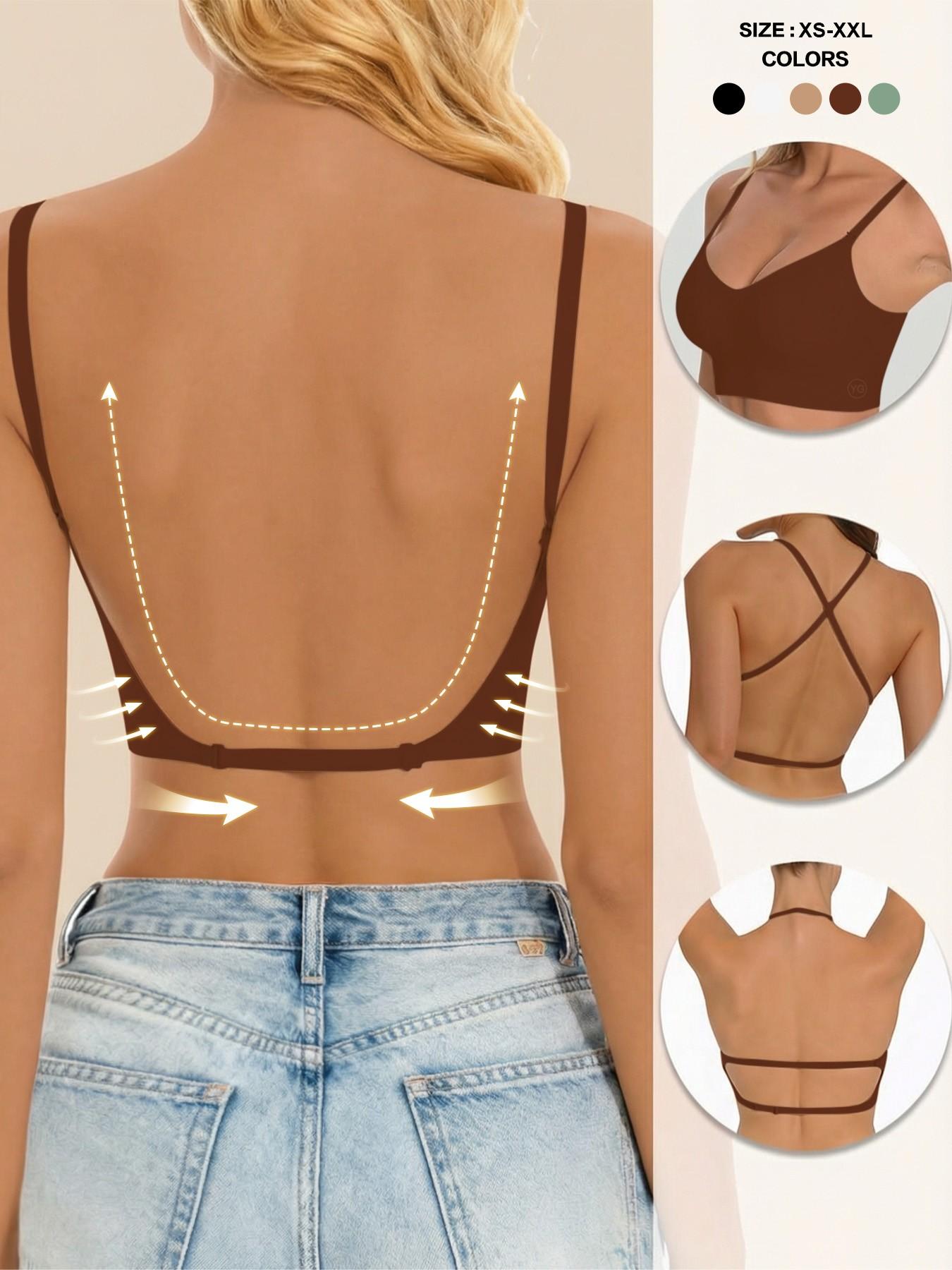 Women's Seamless Backless Bra, Multi-Strap Convertible Strap Wireless Push-Up Bra, Suitable for Wedding Dresses and Party Gowns