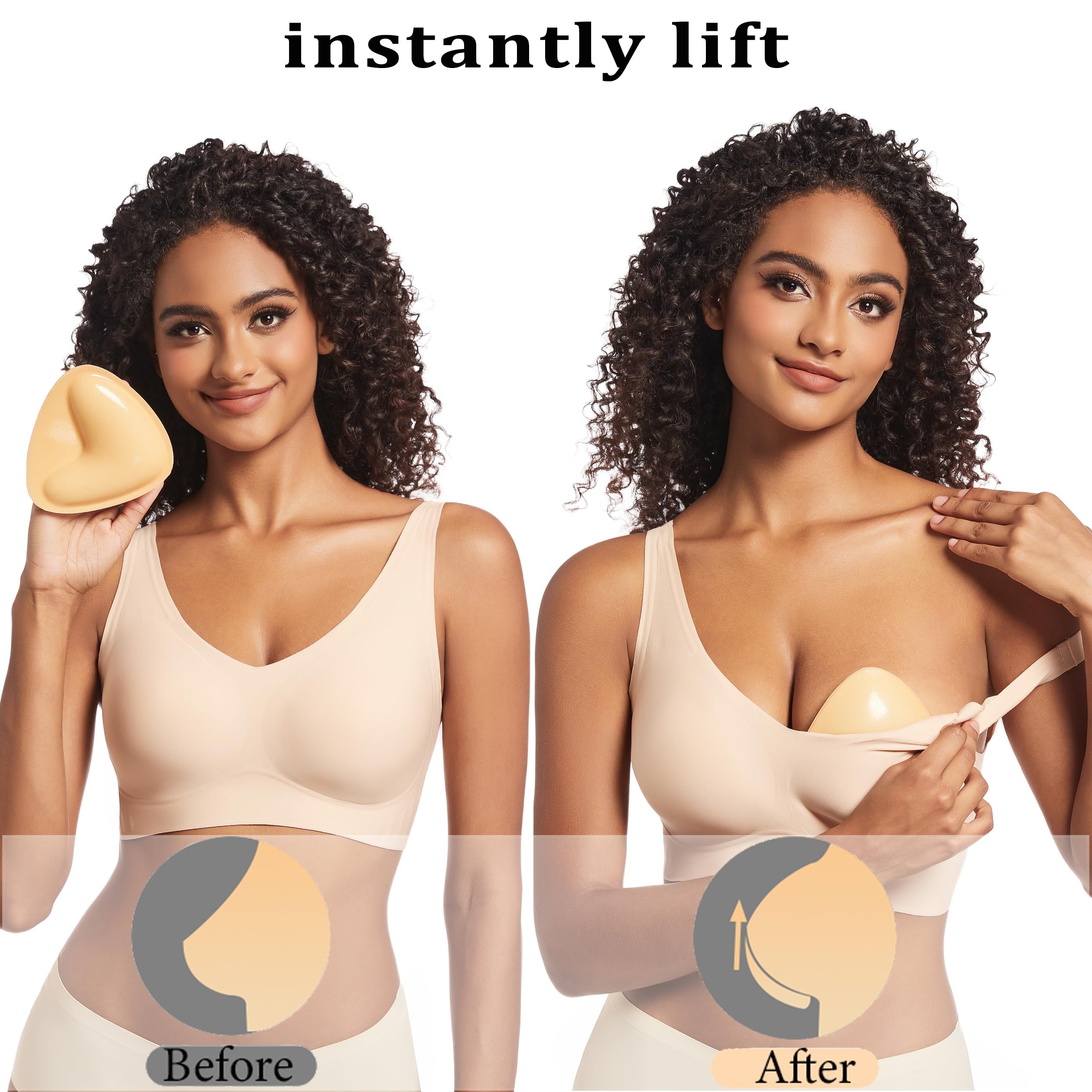 Wireless Bra Strap Design, Sticky Inserts for Instant Lift & Enhancement, Washable Reusable Clothing Enhancer, Hand Wash Only, Accessory, Sticky Bra Pads