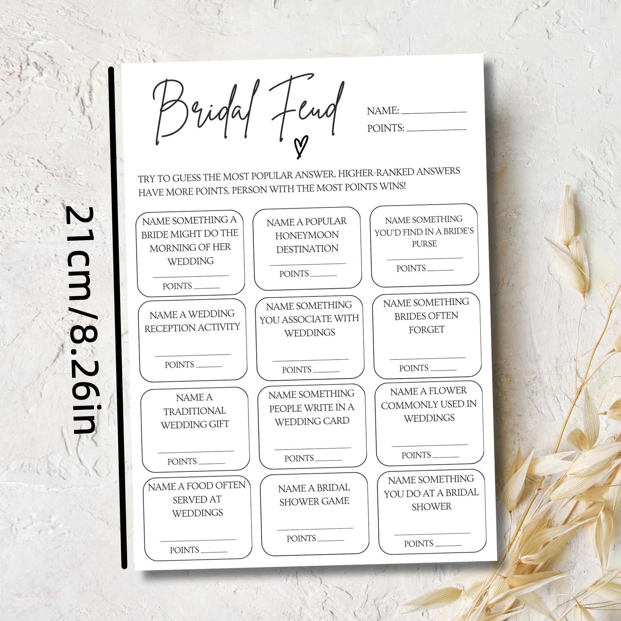 10 Sheets Party Activity Supplies, Bride Gift Shower Game, Modern Simple Bride Gift Shower Game, Fun Gift Shower Event