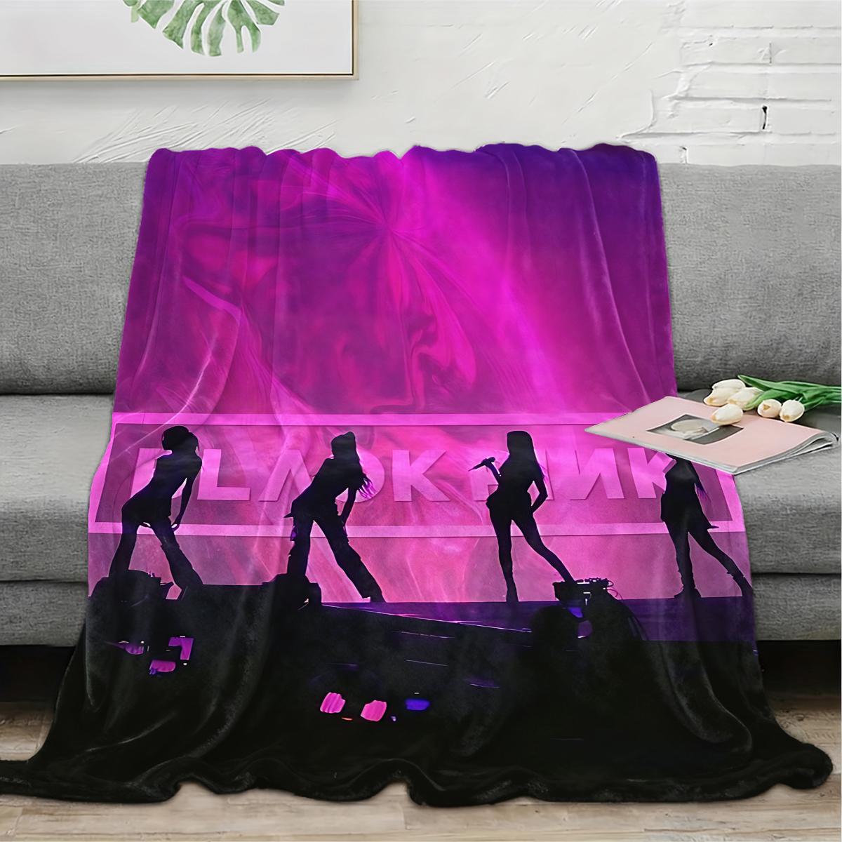 blackpinkofficial inspiration  flannel blanket, exclusive gift for home, office, camping travel, personalized pattern design, modern style, soft texture