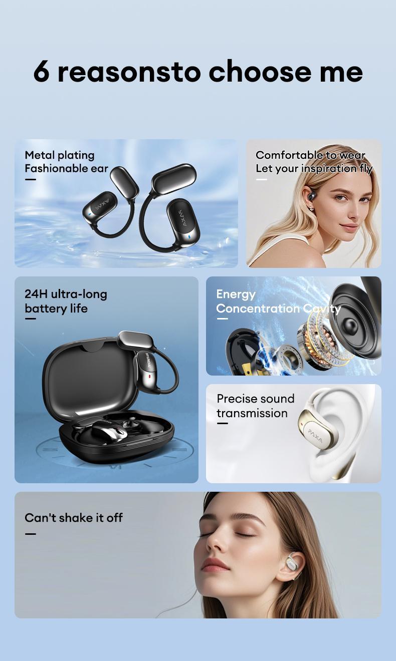 PAXA Fit2 with 169-Language Translation Support – Wireless Headphones with Electroplated Ear Hook Design – Comfortable, High-Quality Sound, Bluetooth 5.4 Flash Connection, Wireless Earbuds for Music & Phone Calls  Audio Electronic
