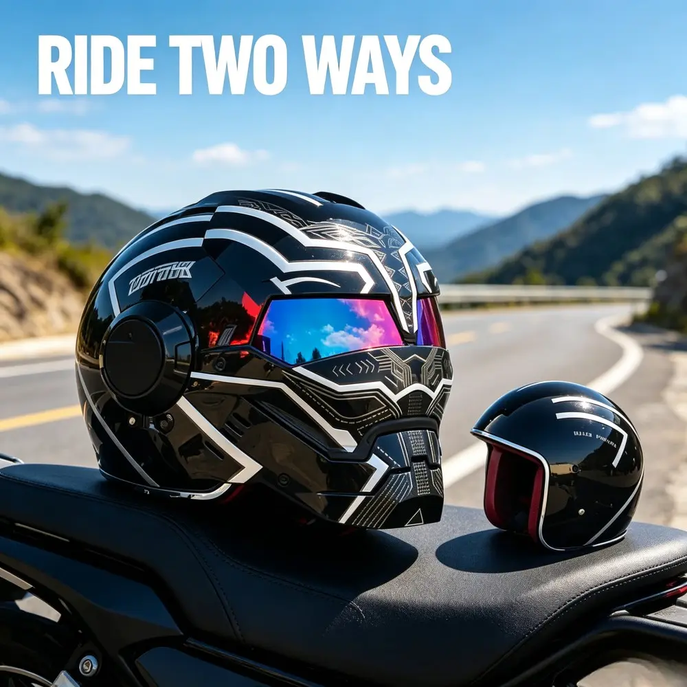 Iron Man Transformer Personal Art Helmet, Dual-Use Full Face Convertible Half Helmet, Safety Mask, Unique Design, Durable Protective Gear