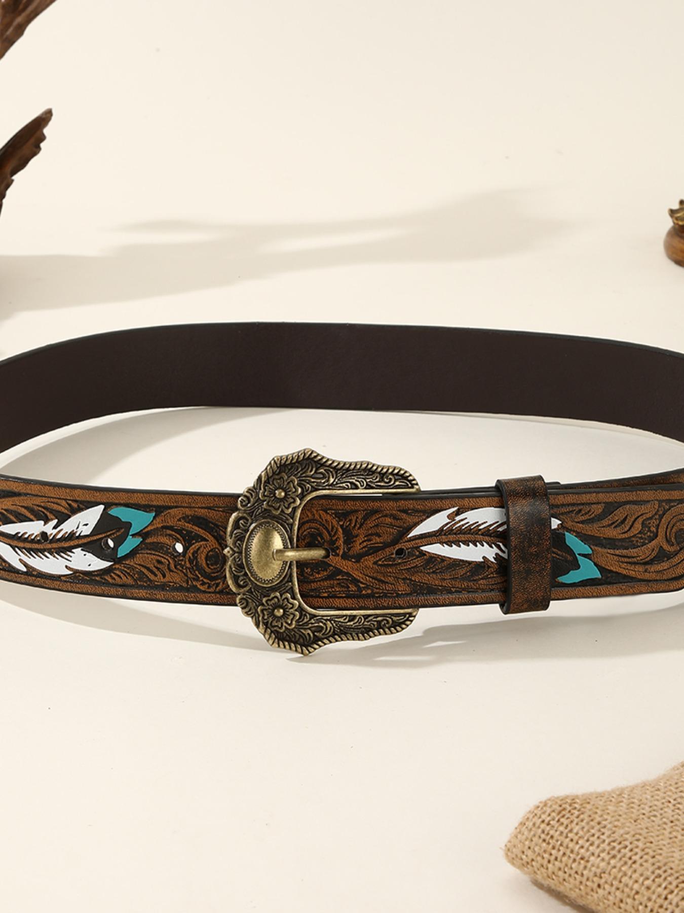Trendy Bohemian Turquoise Oval Alloy Buckle, Vintage Fashion European Style Belt, Stylish Accessory for Men and Women
