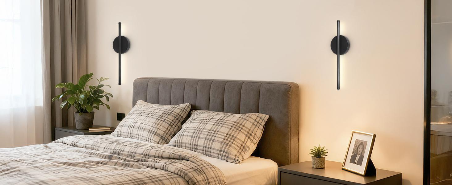 2pcs Gold/Black Recharging Wall Lamp 50cm/19.7inch LED Wall Sconces With Remote Control Magnetic Install For Bedside Hallway Stairwell Cloakroom Art Home Decor Fixture