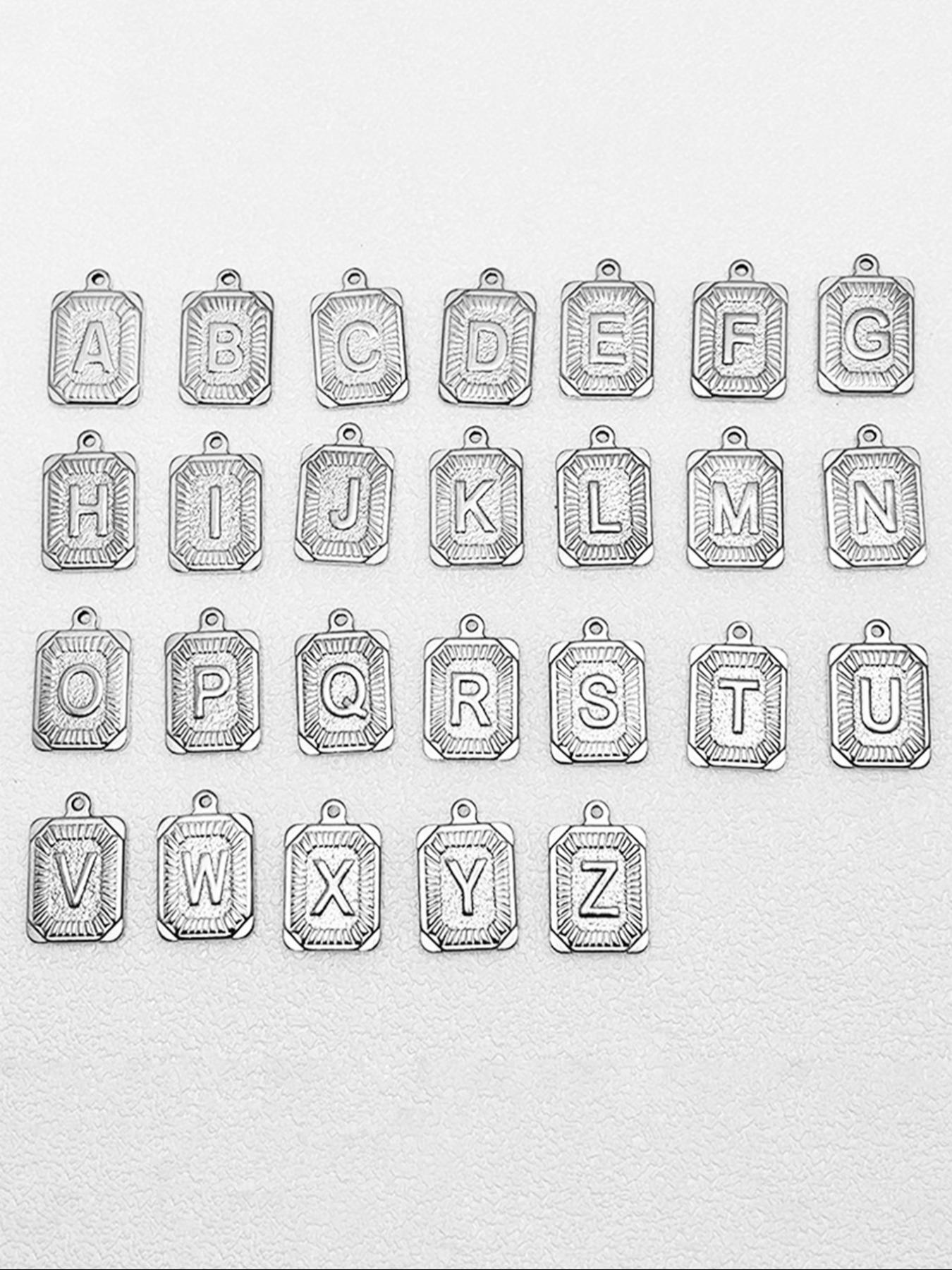 Men's Stainless Steel Necklace with Square Pendant and Initial Letter, Personalized A-Z Design, Rope Chain Jewelry, Fashion Accessory, Exquisite Jewelry Gift