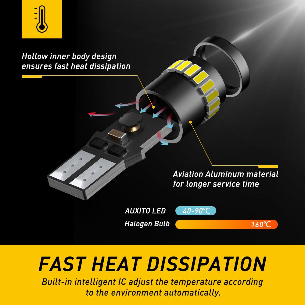 AUXITO 194 LED Light Bulb 6000K White/ Blue/Yellow /Red 168 2825 W5W T10 Wedge 24-SMD 3014 Chipsets LED Replacement Light Kit Error Free for Car Interior Dome Map Door License Courtesy Dash Lights, Pack of 10