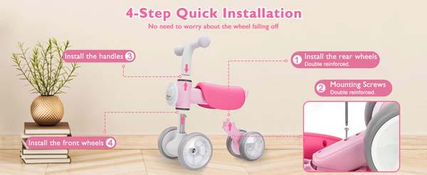 【Singing Bike】Colorful Lighting Baby Balance Bike for 1 Year Old Girls, Toddler Toys for 1 Year Old Girls Gifts, First Bike with Music and Soft Seat, 12-24 Month Toddler Balance Bike, First Birthday Gifts