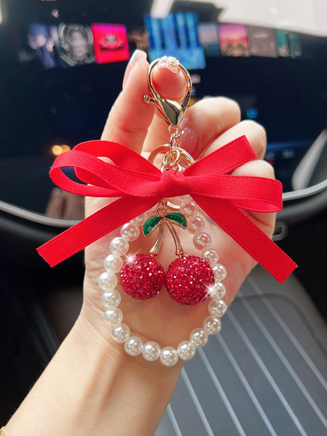 Cute Cherry Design Bag Charm, Fashionable Women's Purse Decoration, Stylish Keychain for Bags Gift Option, All Seasons Accessory