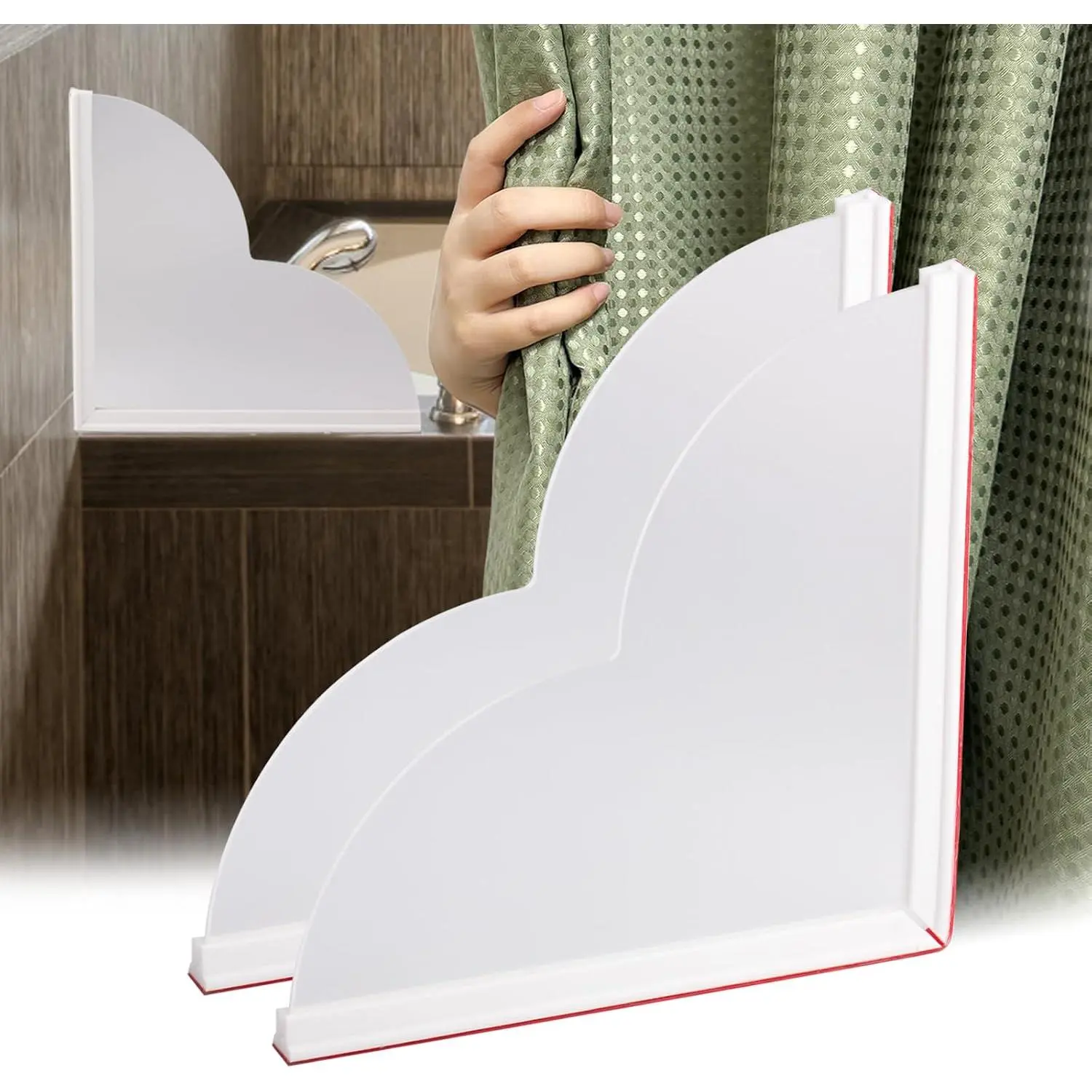 2 Pack  Shower Splash Guard for Bathtub to Keep Water in Shower, Self-Adhesive Splash Guard for Walk in Showers, Showers Corner Protectors Guards for Bath Tub