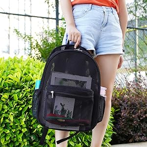 COVAX Large Capacity Heavy-Duty Breathable Mesh Backpack - See-Through College Bag with Padded Shoulder Straps, Easy Access for Swimming, Outdoor Sports, Large Capacity Backpack, Swimming Gear