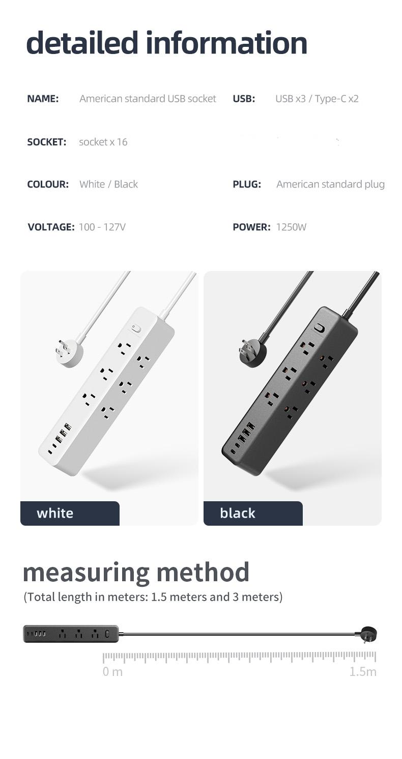 Surge Protector Outlet, 9 Ac Sockets, 3 USB Ports, 2 Type-C, Wall Mountable, Overload Protection, /, Versatile Use