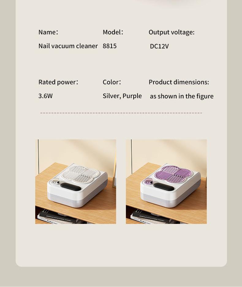 Marwell - Professional nail vacuum cleaner, electric nail dust collector with grinding drill bit, UV lamp, adjustable speed. Suitable for home use and professional nail salons.