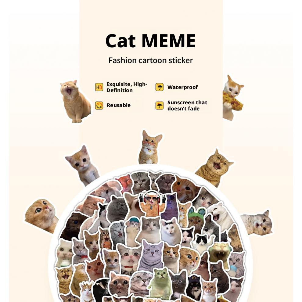 300 cat meme stickers, cute and funny quirky cat Instagram-style emoji and meme images