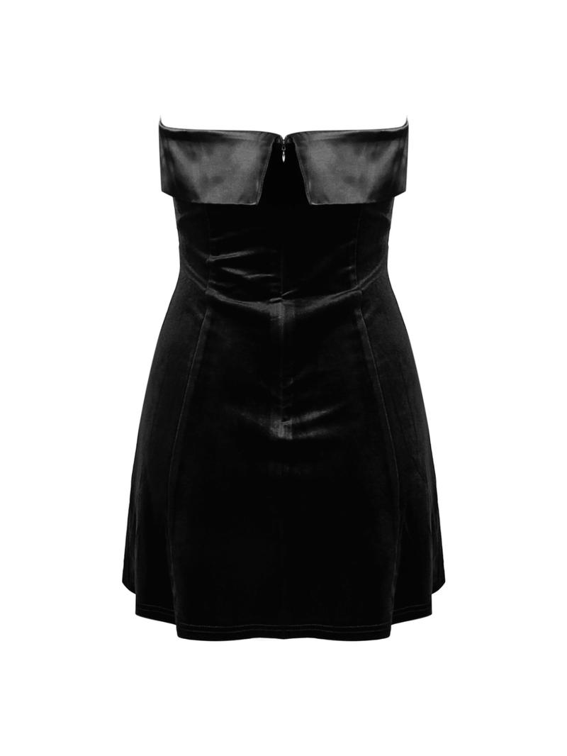 Women Velvet Strapless Party Dress Sexy Occasion Wear Velour Mini Dress Elegant Formal Dress