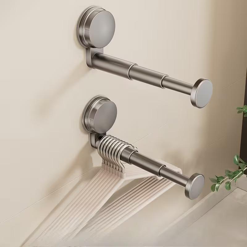 Space-Saving Extendable Clothes Rack, Metal / Indoor Rod, Wall Mounted Drying Machine for Bathroom Balcony Laundry Room
