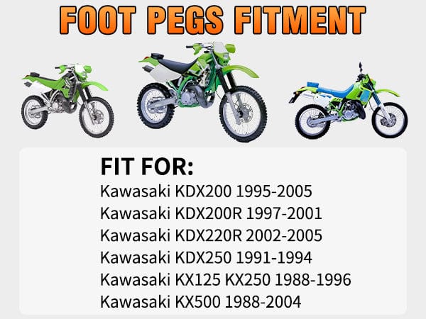 Nilight Motorcycle Foot Pegs Dirt Bike Footpegs Fit for Kawasaki KDX200 1995-2005 KDX200R 1997-2001 KDX220R 2002-2005 KDX250 1991-1994 KX125 KX250 KX500 Heavy Duty CNC Foot Rests Pegs Pedal, Black