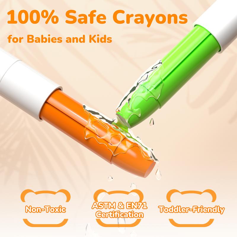 36/24/12Colors Washable Crayons, Twistable Crayons, Bear Crayons, for Toddlers/Kids, Non-Toxic Ultra-Silky, Easy-Grip School/Art Supplies, Ideal Coloring Gift for Boys/Girls, for children/beginners/artists/painting, Christmas gifts Colorful Illustrations