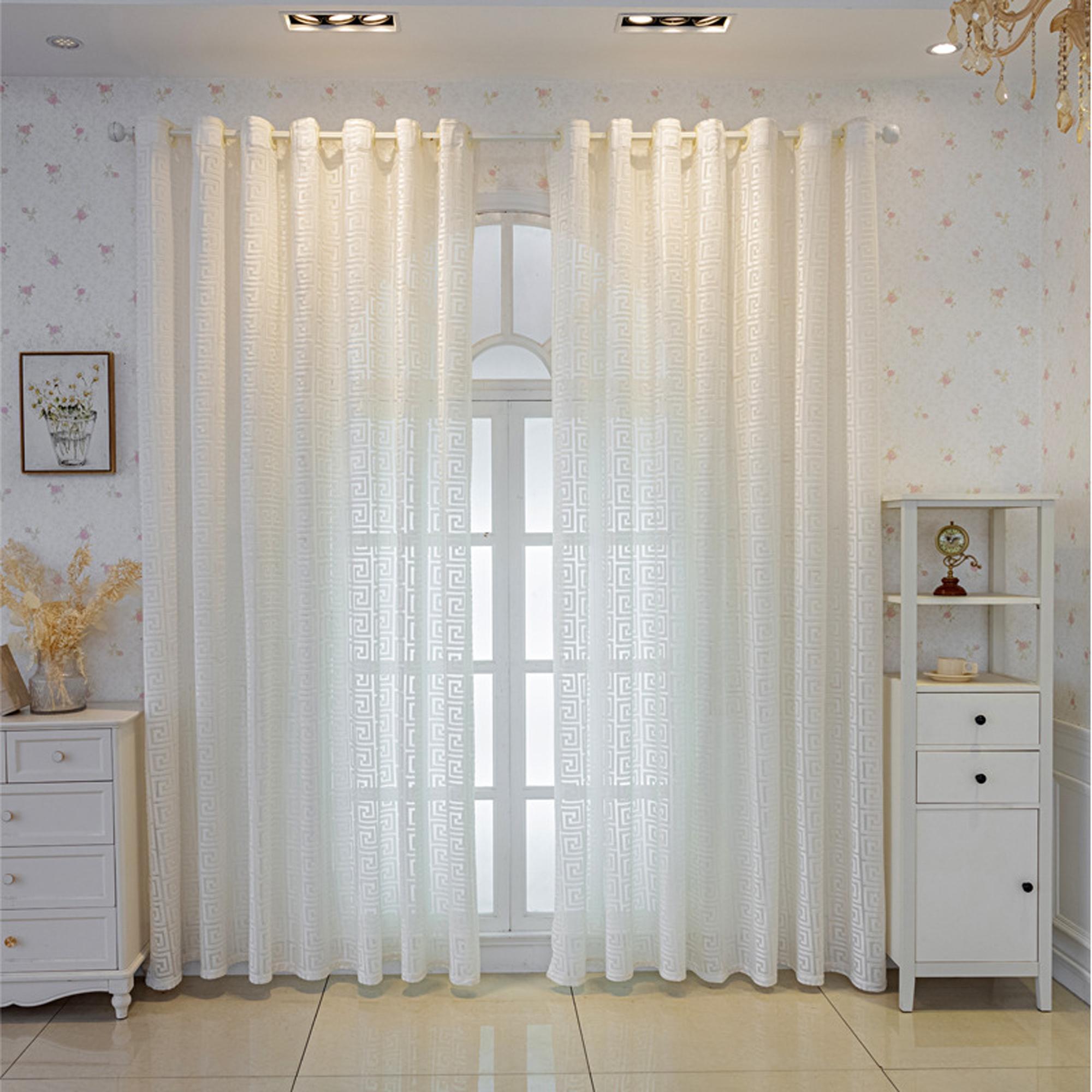 Luxury European Modern Embroidered Velvet Curtain, Semi-Transparent Drapes for Living Room Bedroom, Light Blocking, Decorative Privacy Protection