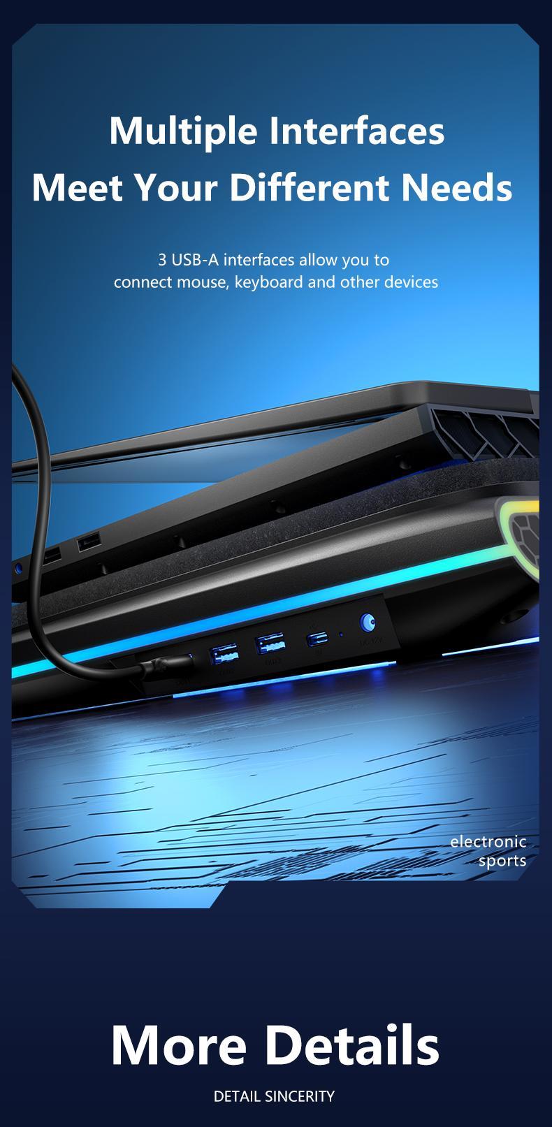 【Limited time 】llano RGB Laptop Cooling Pad, Gaming Laptop Cooler with Powerful Turbofan, Fast Cooling Laptop 15.6-21in, Adjustable Speed, Touch Control, LCD Screen