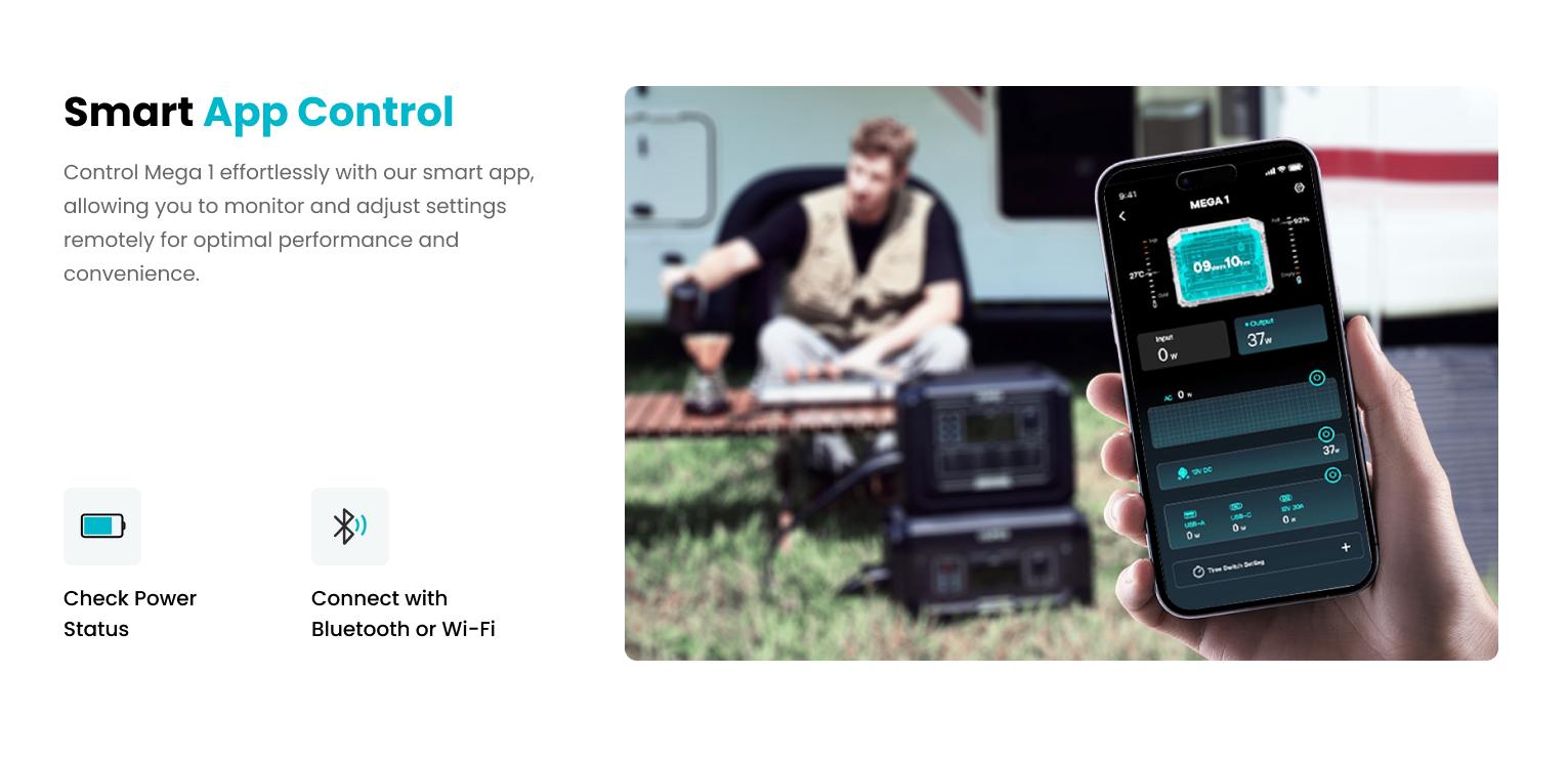 OUPES Mega 1, 2000W 1024Wh Portable Power Station, LiFePO4 Battery, Solar Generator, 1 Hour Fast Charging, for Home Backup Power, Camping