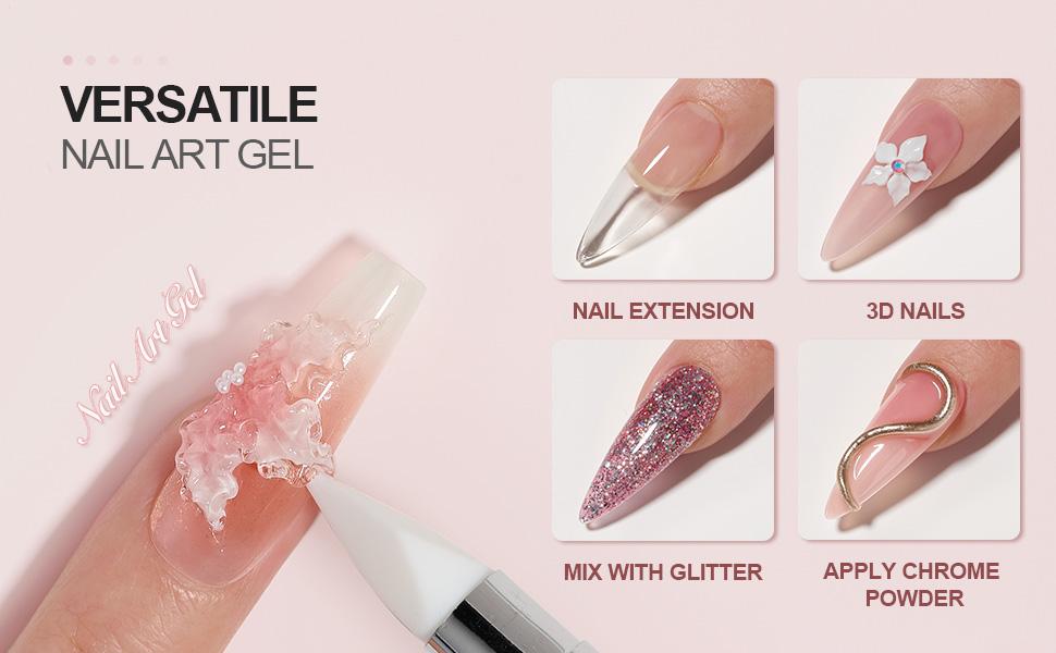 GAOY 60g Solid Builder Gel for Nails Holiday Gift Pick, Non-Sticky Hand Hard Gel, 3D Sculpting Gel for Nail Art Sculpture Carving Modeling and Nail Extension, Clear