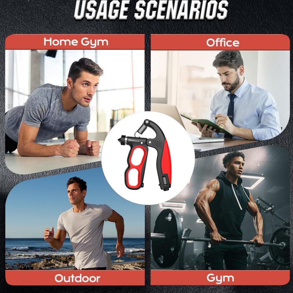 Adjustable Hand Grip Strengthener, Finger Gripper for Muscle Training & Recovery, Portable Emergency Window Breaker Included, Hand Grip Exerciser