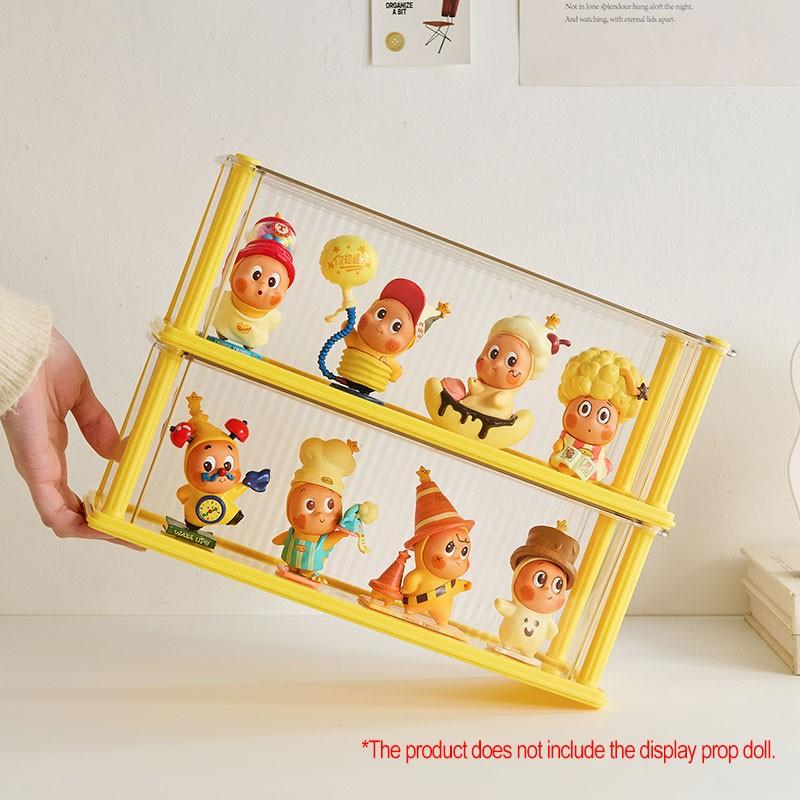 Desktop Storage Box Display Case, Roman Column Style, Stackable, Dustproof Moisture-Proof, Doll Figure Collection Showcase