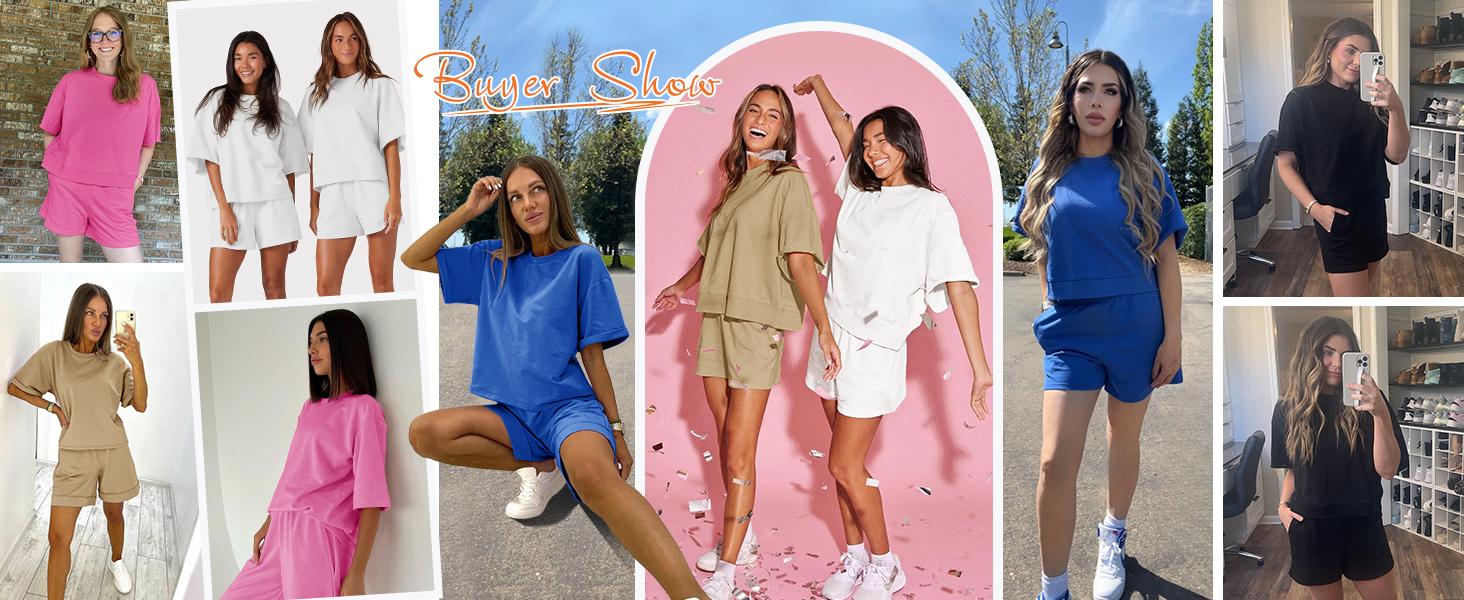 FISOEW Womens 2 Piece Outfits Casual Oversized Cropped Sweatshirt and High Waist Running Shorts Tracksuit Sets tracksuits #Springtok #TikTokShopJumpstartSale Summer Sportswear i am gia track set tracksuits for women