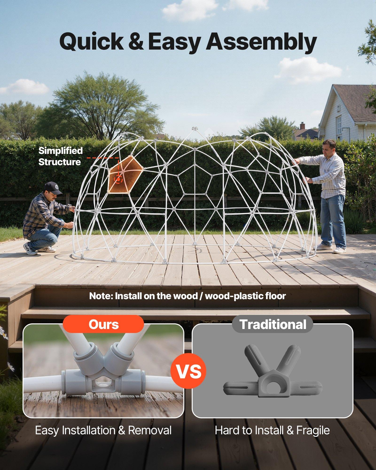 VEVOR Garden Dome Igloo, 12x 7.2 ft Outdoor Clear Bubble Tent for 4-7 Person, Weatherproof Geodesic Dome Greenhouse with Window, PVC Igloo Tent for Backyard Patios Camping Party Wedding