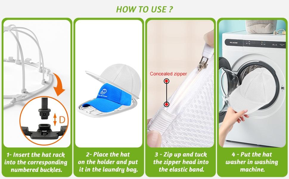 Hat Washer Cage, Hat Washer for Baseball Caps for Washing Machine or Dishwasher, Ball Cap Washers Frame for Flat and Curved Hats, Hats cage, Fit for Adult and Kid's, 1 Pack White