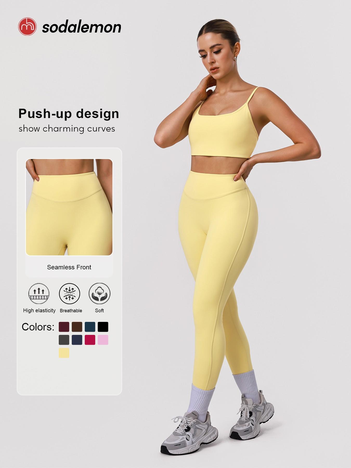 Two-piece Set Women's Solid Racer Back Crop Sports Bra & High Waist Leggings, Yoga Bottoms, Tracksuit Set, Quick Drying Breathable Comfortable for Yoga Gym, Workout Running Clothes, Ladies Sportswear for All Seasons, Workout Sets Women