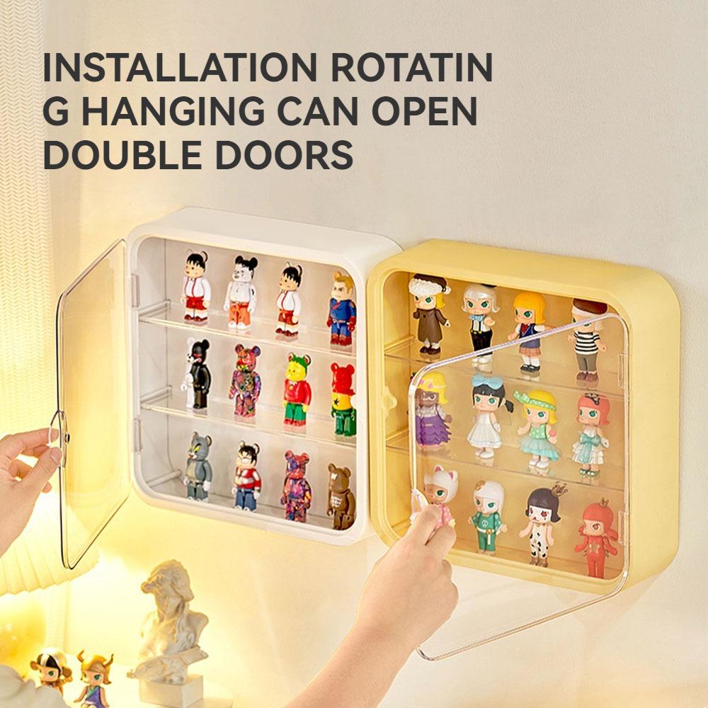 3 Layers Storage Rack Clear Shelving Dustproof Display Case For Doll Blind Box keychains Bag Charms Organizers Figure Showcase Wall Mount Vertical Magnetic Transparent Door Home Organizer Large Capacity Desktop Tour Gift For Friends